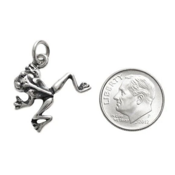 FROG CHARM IN 3D STERLING SILVER. - Picture 2 of 2